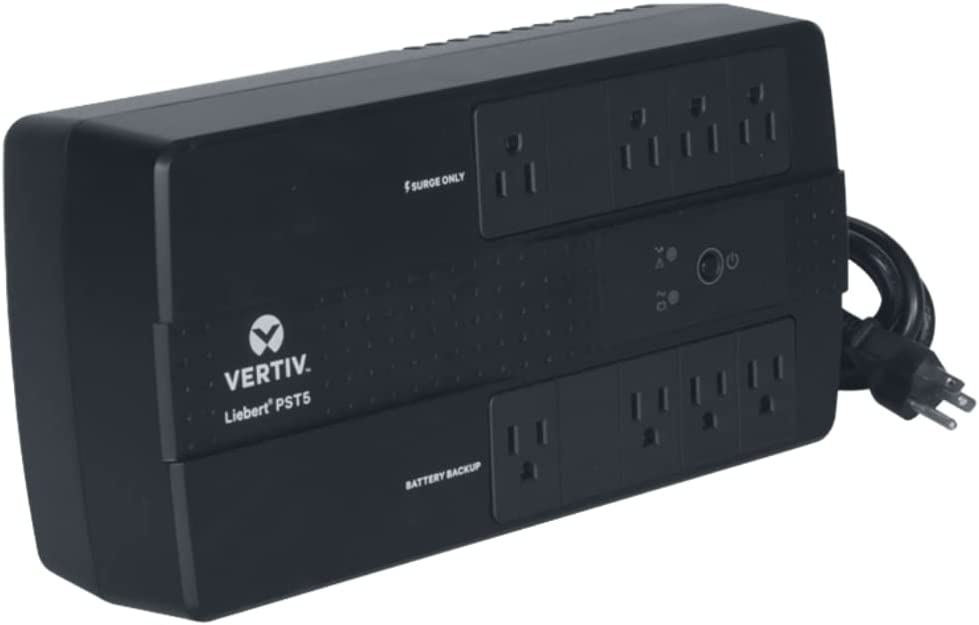 Liebert PST5 UPS-500VA/300W 120V, Standby Power,8 Outlets,Network Protection,3 Year Warranty, Shutdown software, Uninterruptible Power Supply, Battery Backup with Surge Protection(PST5-500MT120),Black 500VA UPS