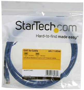 StarTech.com Cat5e Ethernet Cable - 6 ft - Blue - Patch Cable - Molded Cat5e Cable - Short Network Cable - Ethernet Cord - Cat 5e Cable - 6ft (M45PATCH6BL) 6 ft / 2m Blue