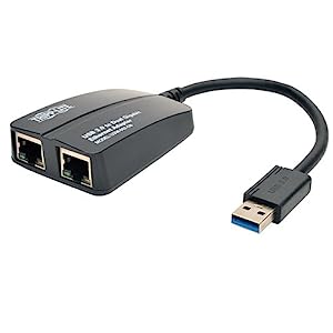 TRIPP LITE USB 3.0 to Dual Port Gigabit Ethernet Adapter 10/100/1000 Mbps (U336-002-GB) 2-Port Black