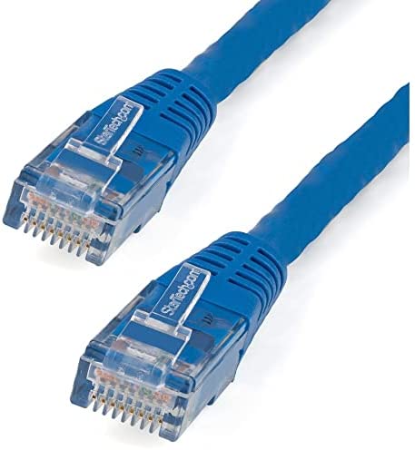 StarTech.com 1ft CAT6 Ethernet Cable - Blue CAT 6 Gigabit Ethernet Wire -650MHz 100W PoE++ RJ45 UTP Molded Category 6 Network/Patch Cord w/Strain Relief/Fluke Tested UL/TIA Certified (C6PATCH1BL) Blue 1 ft / 0.3 m 1 Pack