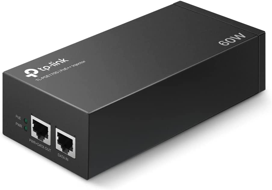 TP-Link TL-PoE170S | 802.3at/af/bt Gigabit PoE Injector | Non-PoE to PoE Adapter | Supplies up to 60W (PoE++) | Plug &amp; Play | Desktop/Wall-Mount | Distance Up to 328 ft. | UL Certified, Black PoE ++ Injector (60W)