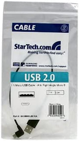 StarTech.com 1 ft / 30cm Micro USB Cable - A to Right Angle Micro B - USB Type A (M) - 90 Degree Micro-USB Type B (M) - Black (UUSBHAUB1RA) 1 ft / 30cm Right Angle