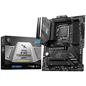 MSI MAG B760 Tomahawk WiFi Gaming Motherboard (Supports 12th/13th Gen Intel Processors, LGA 1700, DDR5, PCIe 5.0, M.2, 2.5Gbps LAN, USB 3.2 Gen2, Wi-Fi 6E, ATX)