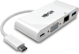 Tripp Lite USB C to VGA Multiport Video Adapter Converter 1080p w/ USB-A Hub, USB-C PD Charging Port &amp; Gigabit Ethernet Port, Thunderbolt 3 Compatible, USB Type C, USB-C, USB Type-C (U444-06N-VGU-C) VGA, Charging Port, Hub + GbE