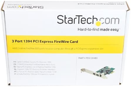 StarTech.com 3 Port 2b 1a 1394 PCI Express FireWire Card Adapter - 1394 FW PCIe FireWire 800 / 400 Card (PEX1394B3) FireWire Card Adapter PCIe 1394b