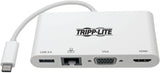 Tripp Lite USB-C Hub with 4K HDMI, 1080P VGA, Gigabit Ethernet, USB-A 3.0, Thunderbolt 3, DisplayPort Alt Mode, 5 Gbps, White (U444-06N-HV4GU) White USB/GbE/VGA/HDMI