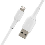 Belkin Lightning Cable (Boost Charge Lightning to USB Cable for iPhone, iPad, AirPods) MFi-Certified iPhone Charging Cable (6.5ft/2m, White) (CAA001bt2MWH) PVC 6.6 FT White