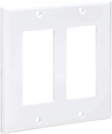 Tripp Lite Double Gang Wall Plate, 2-Gang Decora Style Face Plate, Device Plate Cover, Vertical, White (N042-100-WH) Double-Gang Face Plate