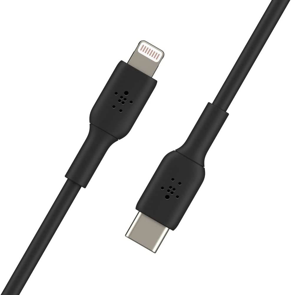 Belkin USB-C to Lightning Cable (iPhone Fast Charging Cable for iPhone 8 or later) Boost Charge MFi-Certified iPhone USB-C Cable, 3ft/1m, Black, Model: CAA003bt1MBK Black 3.3 ft PVC USB C Cable