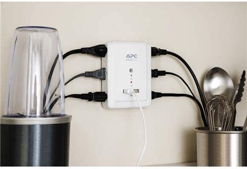 APC Wall Outlet Plug Extender, Surge Protector with USB Ports, P6WU2, (6) AC Multi Plug Outlet, 1080 Joule Surge Protection Beige + USB Charging