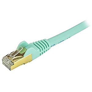 StarTech.com 30ft CAT6a Ethernet Cable - 10 Gigabit Shielded Snagless RJ45 100W PoE Patch Cord - 10GbE STP Network Cable w/Strain Relief - Aqua Fluke Tested/Wiring is UL Certified/TIA (C6ASPAT30AQ) 30 ft / 9m Aqua