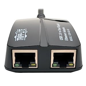 TRIPP LITE USB 3.0 to Dual Port Gigabit Ethernet Adapter 10/100/1000 Mbps (U336-002-GB) 2-Port Black