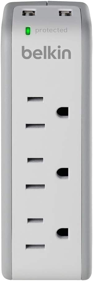 Belkin Wall Mount Surge Protector - 3 AC Multi Outlets &amp; 2 USB Charger Ports - Heavy Duty Flat Rotating Plug for Home, Office, Travel, Computer Desktop &amp; Phone Charging Brick (918 Joules) 1 Amp Surge Protector