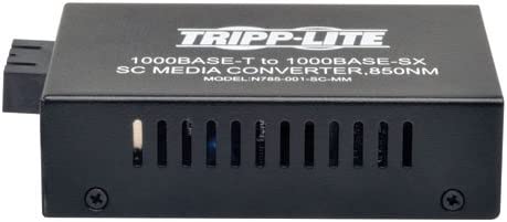 Tripp Lite Network Copper RJ45 Ethernet to Fiber SC Duplex Multimode Cable Extender Converter, 850nm Wavelength, Power Over Ethernet+, Gigabit, Extend 1800 Ft / 550 M, 2-Year Warranty (N785-001-SC-MM) Standard 850nm SC / Multimode