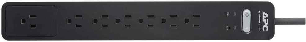 APC Surge Protector Power Strip, PE76, 1440 Joule, Flat Plug, 7 Outlet Strip Black