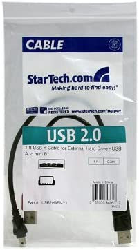 StarTech.com 1 ft USB Y Cable for External Hard Drive - USB A to mini B - USB cable - USB (M) to mini-USB Type B (M) - USB 2.0 - 1 ft - black - USB2HABMY1, 1 ft / 30cm