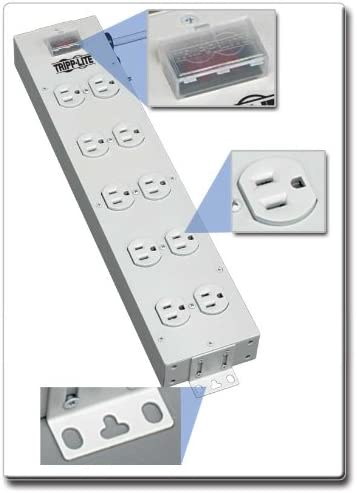 Tripp Lite 10 Outlet Home &amp; Office Power Strip, 15ft Cord with 5-15P Plug, Light Gray (TLM1015NC)