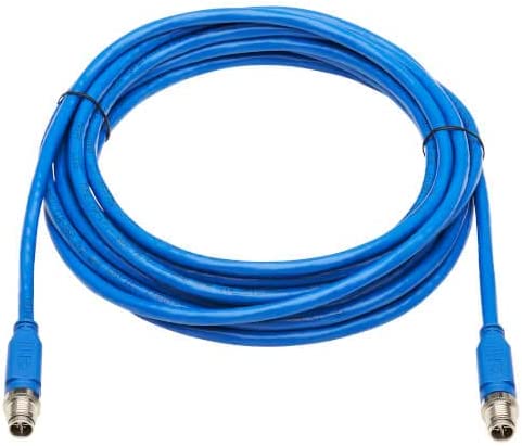 Tripp Lite M12 X-Code Cat6 Ethernet Cable Blue (M/M), 1 Gbps, UTP, UL CMR-LP Certified for 60W PoE, Heavy-Duty IP68 Rating, 16.4 Feet / 5 Meters, (NM12-601-05M-BL) M12 Cable 16.4 ft / 5M