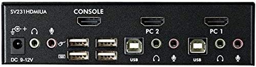 StarTech.com 2 Port USB HDMI KVM Switch with Audio and USB 2.0 Hub - 1080p (1920 x 1200), Hotkey Support - Dual Port Keyboard Video Monitor Switch (SV231HDMIUA) 2 Port | 1 Monitor USB 2.0