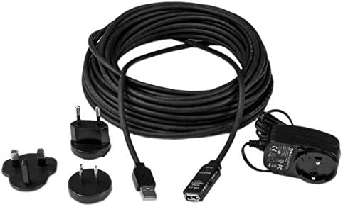 StarTech.com 15m USB 2.0 Active Extension Cable - M/F - 15 meter USB 2.0 Repeater Cable Cord - USB A Male to USB A Female - 15 m, Black (USB2AAEXT15M) 49.2 ft USB 2.0 Cable