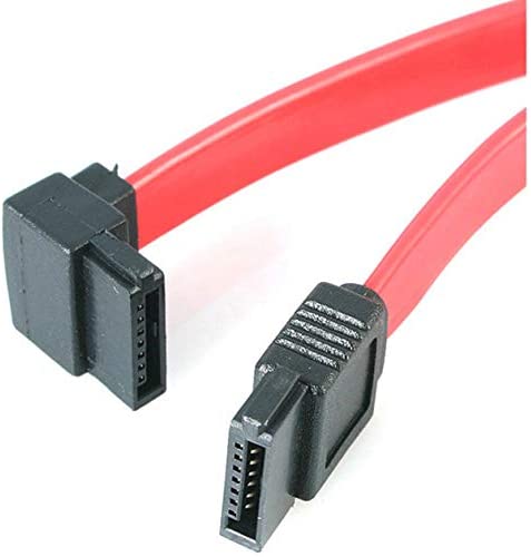 StarTech.com SATA to Left Angle SATA Serial ATA Cable - SATA cable - Serial ATA 150/300/600 - SATA (R) to SATA (R) - 1 ft - left-angled connector - red - SATA12LA1 12 inch Left Angle