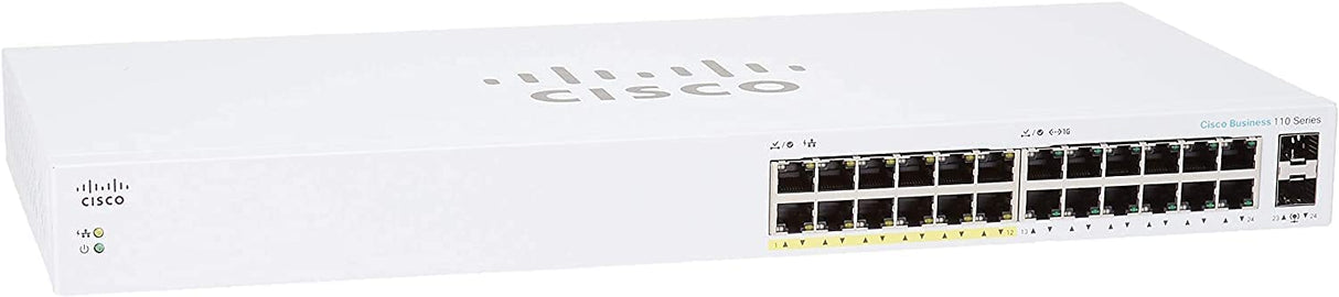 Cisco Business CBS110-24PP Unmanaged Switch | 24 Port GE | Partial PoE | 2x1G SFP Shared | Limited Lifetime Protection (CBS110-24PP-NA)