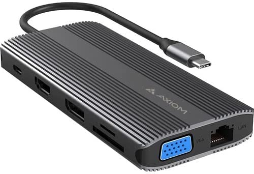 Axiom memory solution Axiom Memory - 12N1USBCHPV5CAXD-AX Docking Station - for Notebook/Workstation - Memory Card Reader - SD, microSD - 100 W - USB Type C - 2 Displays Supported - 4K - 3840 x 2160-1 x USB 2.0