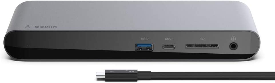 Belkin Thunderbolt 3 Dock Pro w/ 2.6ft Thunderbolt 3 Cable (Thunderbolt Dock for MacOS and Windows) Dual 4K @60Hz, 40Gbps Transfer Speeds, 85W Upstream Charging Thunderbolt Pro Cable