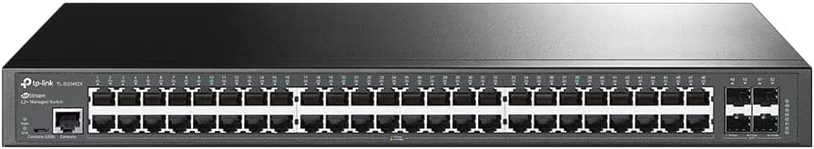 TP-Link TL-SG3452X | 48 Port Gigabit Switch, 4 x 10GE SFP+ Slots | L2+ Smart Managed | Omada SDN Integrated | IPv6 | Static Routing | Support QoS, IGMP &amp; LAG | Limited Lifetime Protection 48 Port + 4 10GE SFP+