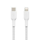 Belkin BoostCharge Nylon Braided USB C to Lightning Cable 6.6ft/2M - MFi Certified 18W Power Delivery iPhone Charger Cord - Apple Charger USB C Cable - Fast Charging for iPhone 14, iPhone 13 - White White 6.6 ft Braided USB C Cable