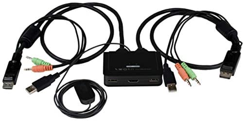 StarTech.com 2 Port USB HDMI Cable KVM Switch with Audio and Remote Switch - USB Powered KVM with HDMI - Dual Port HDMI KVM Switch (SV211HDUA),Black