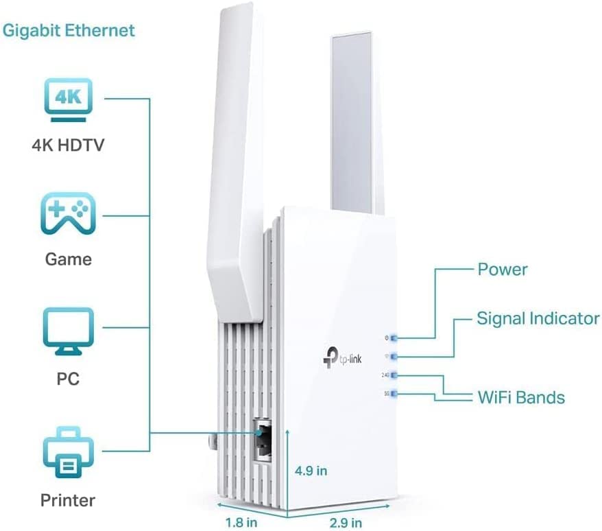 TP-Link AX3000 WiFi 6 Range Extender Internet Booster (RE705X) - Dual Band, AP Mode w/Gigabit Port, OFDMA, Beamforming, APP Setup Wi-Fi 6 | AX3000