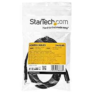 StarTech.com USB C to USB C Cable - 6 ft / 2m - w/ 5A Power Delivery - USB 2.0 - USB-IF Certified - USB Type C Cable -USB C Charging Cable (USB2C5C2M) Black 6 ft/ 2 m