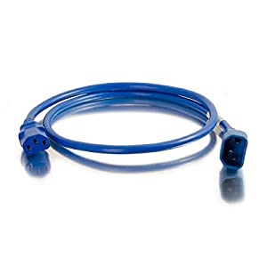 C2g/ cables to go C2G Power Cord, Short Extension Cord, Power Extension Cord, 18 AWG, Blue, 6 Feet (1.82 Meters), Cables to Go 17504 Blue 6 Feet C14 to C13 18/3 Cord