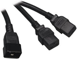 Tripp Lite Heavy-Duty Power Extension Cord Y Splitter Cable for Servers and Computers 20A, 12AWG (2x IEC-320-C19 to IEC-320-C20) 6-ft.(P036-006-2C19)