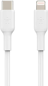 Belkin USB-C to Lightning Cable (iPhone Fast Charging Cable for iPhone 8 or Later) Boost Charge MFi-Certified iPhone USB-C Cable, 3ft/1m, White, Model Number: CAA003bt1MWH PVC 3.3 ft White