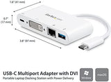 StarTech.com USB C Multiport Adapter - USB-C to DVI-D (Digital) Video Adapter with 60W Power Delivery Passthrough Charging, GbE, USB-A - Portable USB Type-C/Thunderbolt 3 Mini Laptop Dock (DKT30CDVPD) 1x USB-A 3.0 | DVI-D