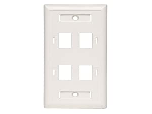 Tripp Lite Quad Outlet RJ45 Universal Keystone Face Plate / Wall Plate, White, 4-Port (N042-001-04-WH)