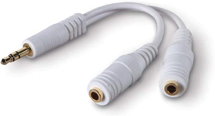 Belkin Speaker and Headphone Splitter, Standard, White Standard White