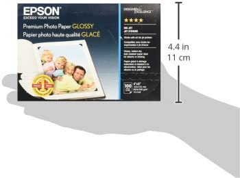 Epson S041727 Premium Photo Paper, 68 lbs., High-Gloss, 4 x 6 (Pack of 100 Sheets),White 4x6 Inches 100 Sheets Single