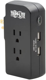 Tripp Lite Wall Surge Protector Power Strip Multi Outlet Extender, 3-Outlets &amp; 2 USB Ports, 5-15P Direct Plug, 1050 Joules, 1875 Watts &amp; Dollar 5,000 Insurance (SK3BUAM) 3-Outlets, 2 USB