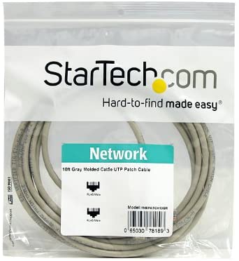 StarTech.com Cat5e Ethernet Cable - 10 ft - Gray - Patch Cable - Molded Cat5e Cable - Network Cable - Ethernet Cord - Cat 5e Cable - 10ft (M45PATCH10GR) 10 ft / 3m Grey