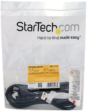 StarTech.com 6ft (1.8m) Heavy Duty Extension Cord, NEMA 5-15R to NEMA 5-15P Black Extension Cord, 15A 125V, 14AWG, Heavy Gauge Power Extension Cable, Heavy Duty AC Power Cord, UL Listed (PAC101146) 6 ft/2 m