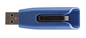Verbatim 128GB USB 3.0 Store 'n' Go V3 Max Flash Drive - Cap-Less &amp; PC / Mac Compatible - Blue 128 GB