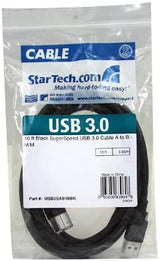 StarTech.com 10 ft Black SuperSpeed USB 3.0 Cable A to B - M/M- for P/N: PCIUSB3S4 - PEXUSB3S23 - PEXUSB3S24 - PEXUSB3S25 - PEXUSB3S44V - PEXUSB3S4V (USB3SAB10BK) 10 ft / 3m Black