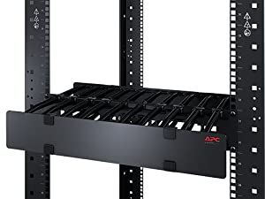 APC Horizontal Cable Manager Deep with Cable Tie-Off Bottom Plate, Single-Sided with Cover Components,Black (AR8603A)