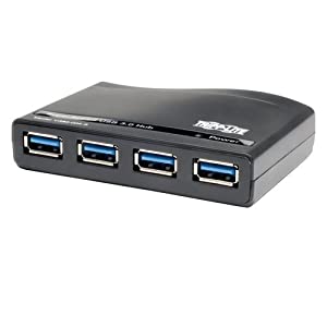 Tripp Lite 4-Port USB-A 3.0 SuperSpeed Hub, 5 Gbps Transfer Speed USB Type-A (U360-004-R),Black 4-Port Hub