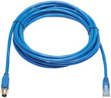 Tripp Lite M12 X-Code to RJ45 Cat6 Ethernet Cable (M/M), 1 Gbps, UTP, UL CMR-LP Certified for 60W PoE, Heavy-Duty IP68 Rating, 32.8 Feet / 10 Meters, Lifetime Manufacturer's Warranty (NM12-602-10M-BL) M12 to RJ45 32.8 ft / 10M