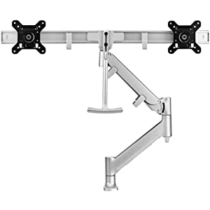 Atdec Dual (Rail) Dynamic Monitor arm Desk Mount - Supports Display up to 27in or 15lb - VESA 75x75, 100x100 - Built-in arm Rotation Limiter - Quick Display Release - Adj Monitor Height, tilt, pan