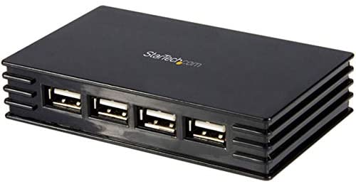 StarTech.com 4 Port Compact Black USB 2.0 Hub - Bus-powered or with Included Power Adapter - Portable Mac/PC laptop hub (ST4202USB) 0.8"x2.4"x3.9" Desktop